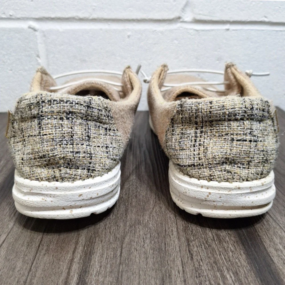 Hey Dude Womens 10 Wendy Tan Herringbone Slip On Loafers Comfort Shoes 121411700